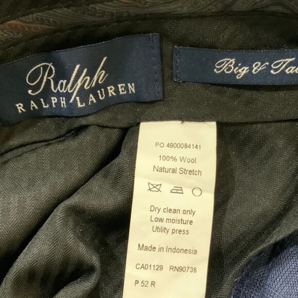 Ralph Lauren Suit Pants Men 52x52 Flat Front Wool Casual Business Officewear NWT - Picture 10 of 13